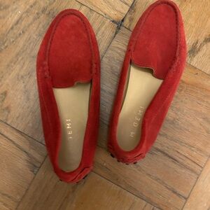 M. Gemi Vibrant Red Suede Loafers